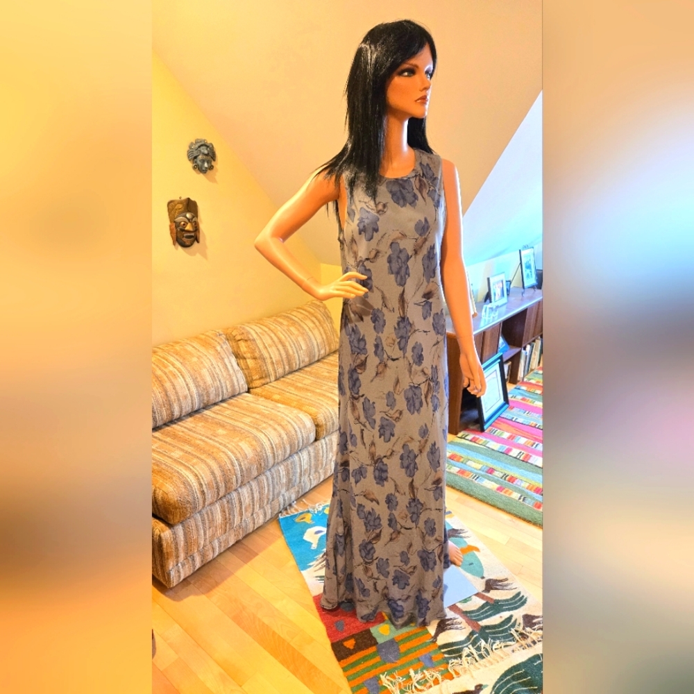 Andrea Viccaro Green, Watercolor, Garden Party Maxi Dress